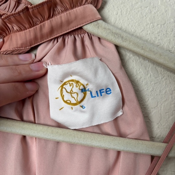 Blue Life Boho Satin High Neck Halter Flirty Smocked Waist Mini Dress - Picture 2 of 13